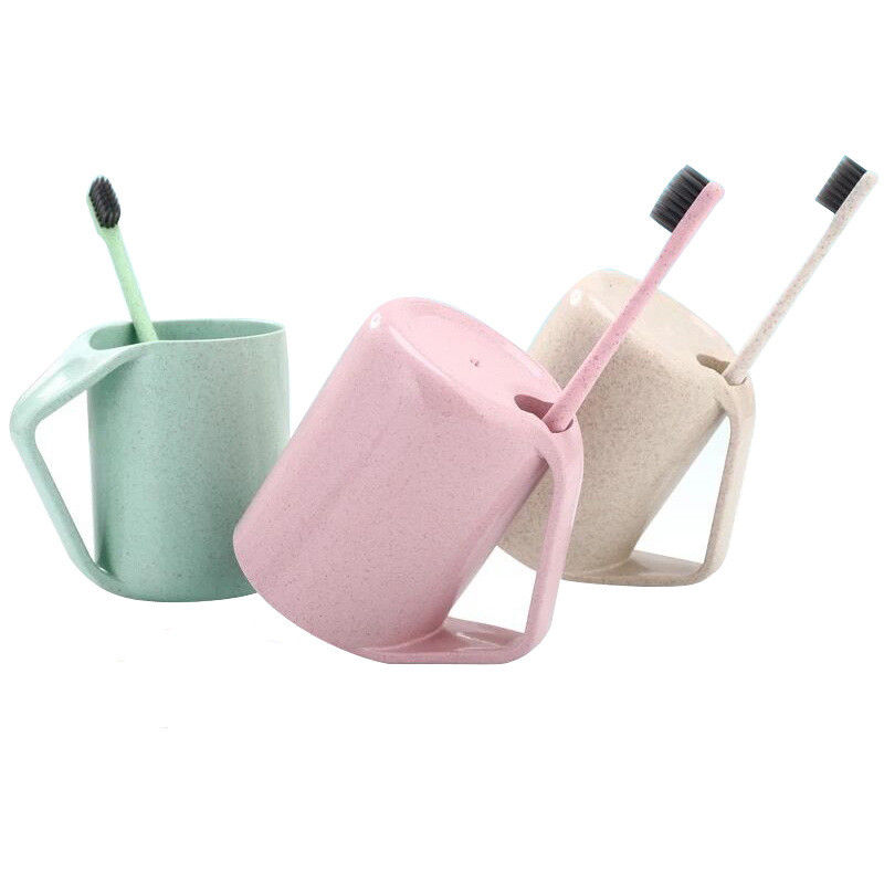 Environmental Wheat Straw Toothbrushing Cup And Brush Set Logo Customized