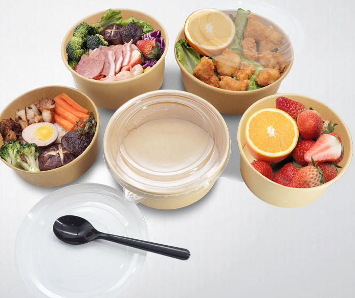 Biodegradable Paper Salad Bowl Disposable Takeaway Lunch Box Salad Bowls