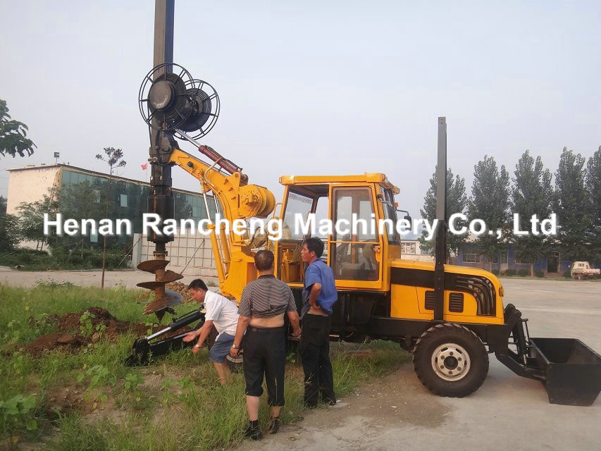 Wheel Type Square Rod Rotary Drilling Rig Pile Driver Machine Piling Post Ground Screw Fence Hydraulic Equipment