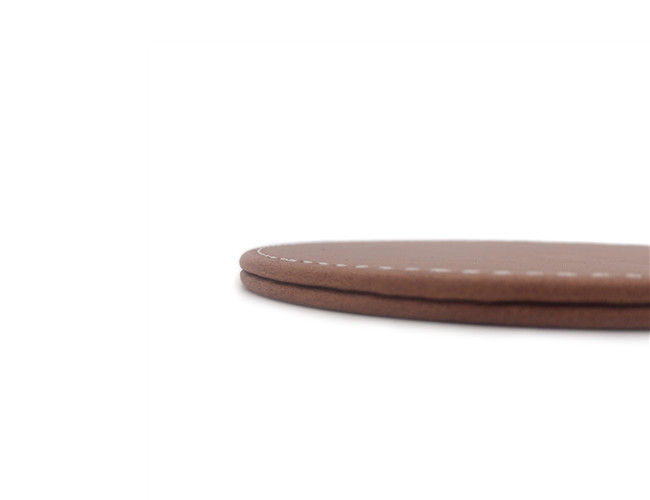 Debossed Logo Drink Coasters With Logo PU Leather Brown Pantone
