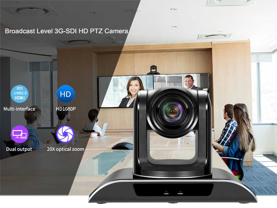 Hot Sale 20X Optical Zoom 1080P PTZ HD USB Broadcast Video Camera for Media Centers