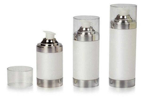PP White Airless Cosmetic Bottle With Transparent Cap for Cometic Packaging AM