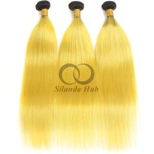 Quality #T1B/Yellow Straight Remy Human Hair Bundles Sew In Weave Bundles Brazilian Bundle Deals wholesale