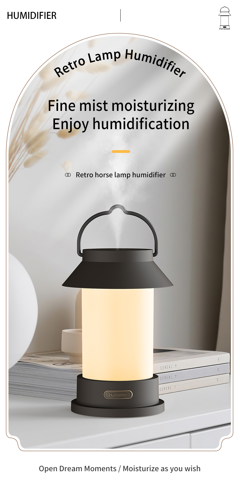 400ml USB Wireless Creative Design Portable Camping Lantern Shape Diffuser Hanging Type Outdoor Cool Mist Humidifier