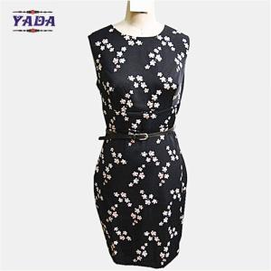 Quality New arrival black small flower loose a line dress womens beach wear ladies casual dresses pictures for girl wholesale