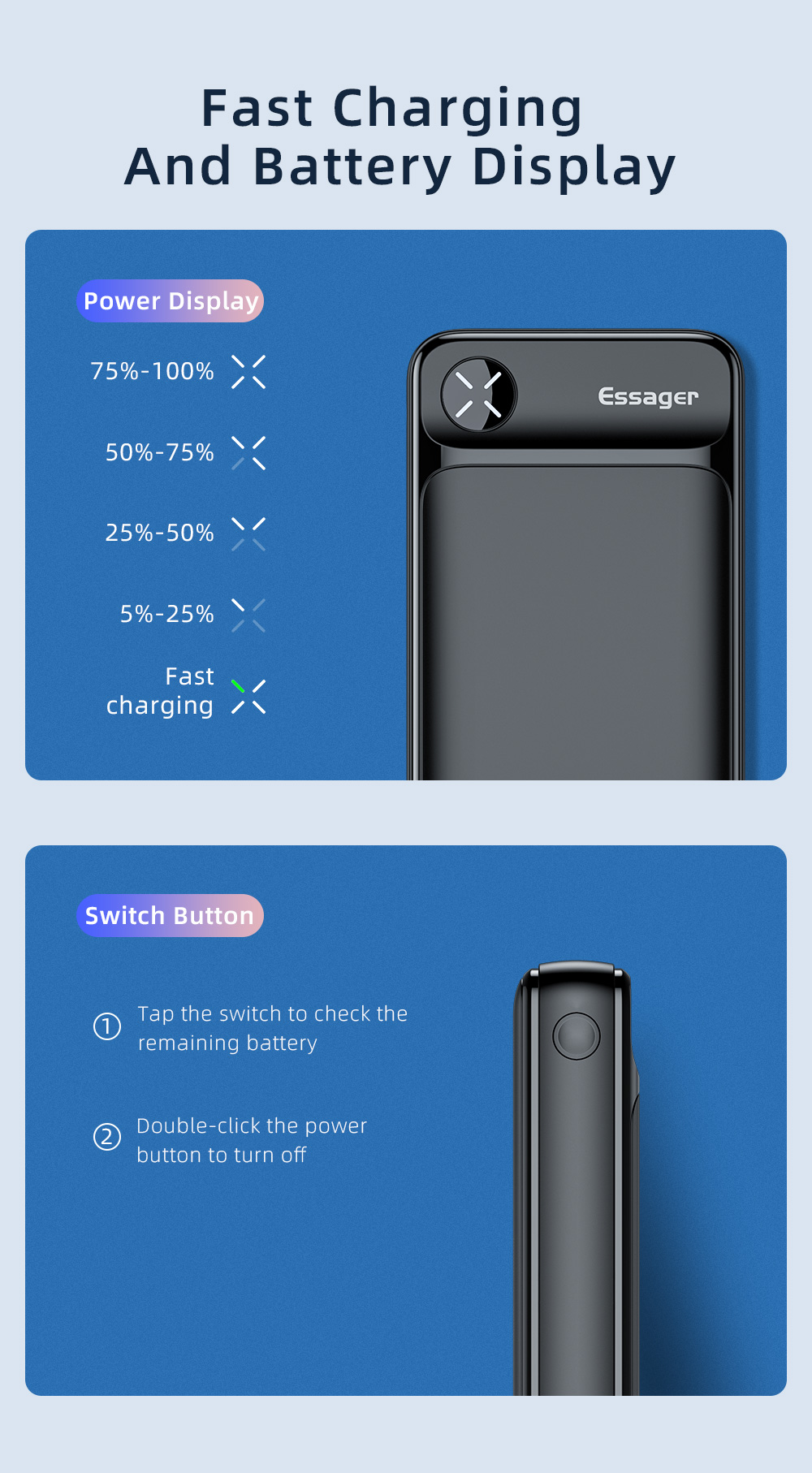 Essager Latitude Portable Power Bank Charger 20000mAh 3 Output 2 Input