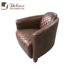 Brown Genuine Leather Single Aviation Sofa Chair With Armrest Living Room Office
