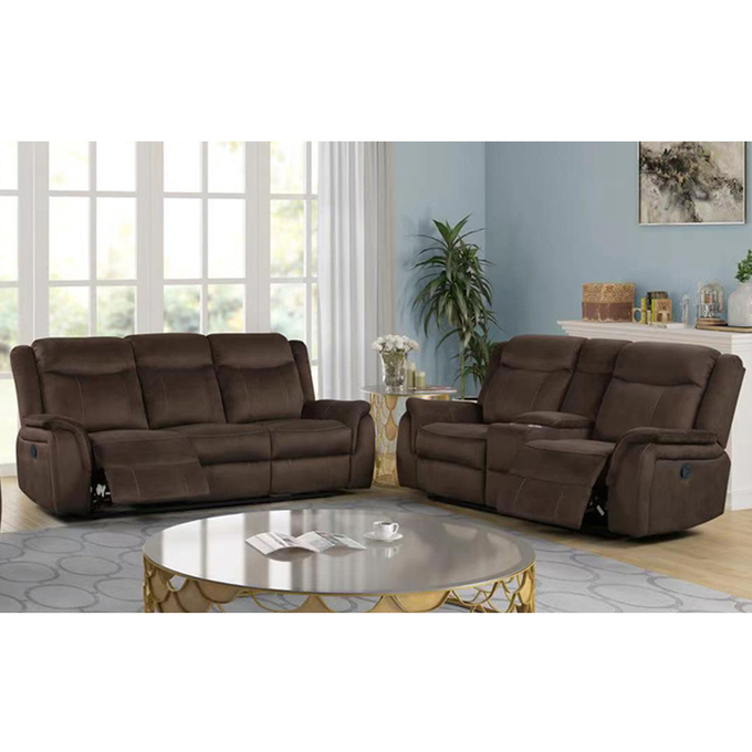 Recliner Sofa set with Storage Box, Brown Fabric