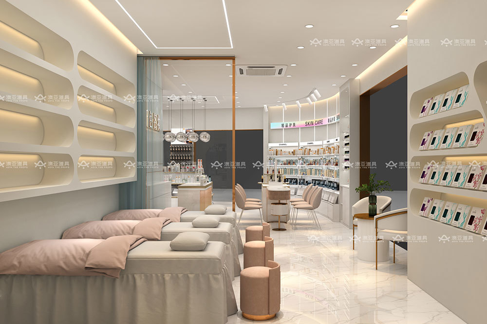 Exquisite Luxury Retail Store Fixtures Cosmetic Display Cabinet For Skincare Shop Interior Design