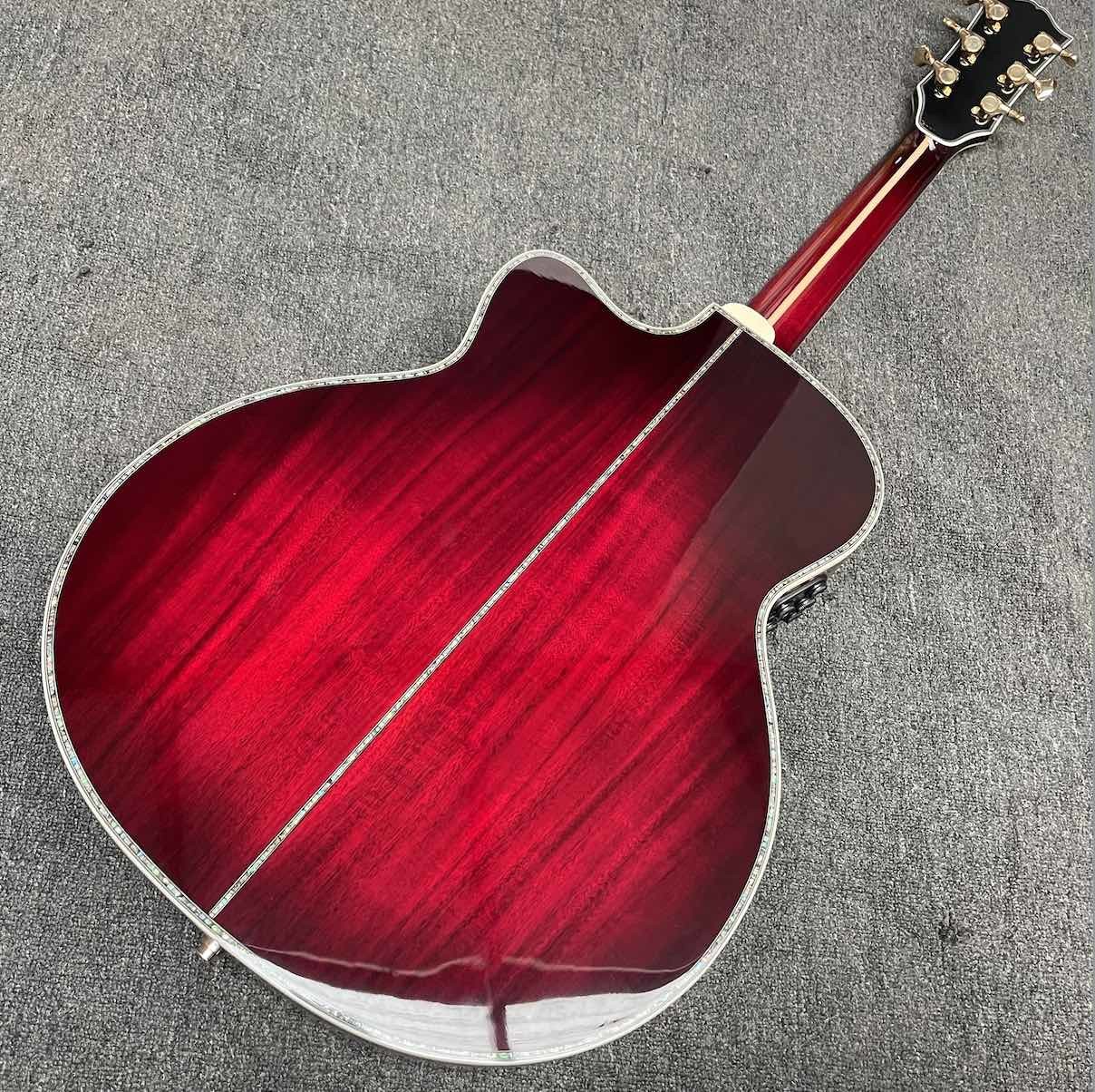 Custom 43 Inch Jumbo Gibson Style SJ200 Cutaway Solid KOA Wood Acoustic Guitar with Double S1-PRO V3 Pickup, Solid Wood Version