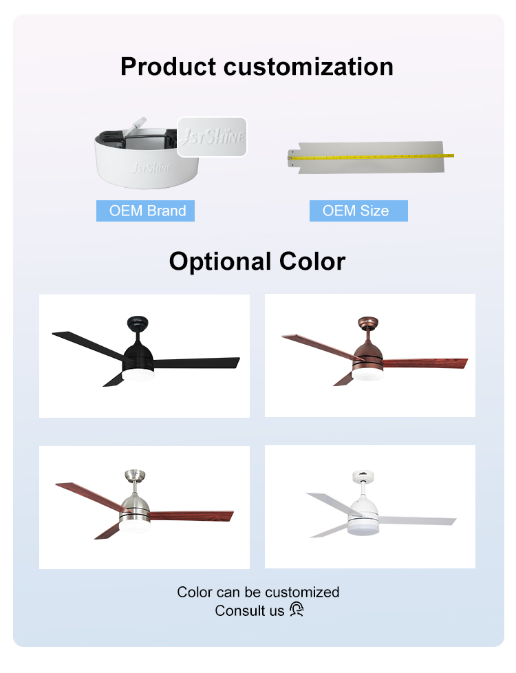 Remote Control 52 Inches LED Bedroom Ceiling Fans with Mulit Colors and Energy Saving