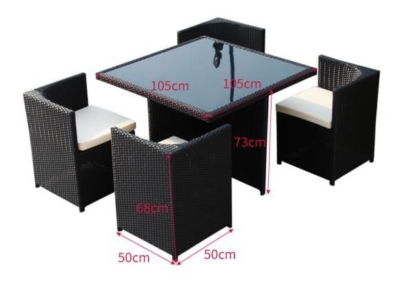 Outdoor Rattan Table And Chairs Set , Garden Patio Table Set UV Resistant