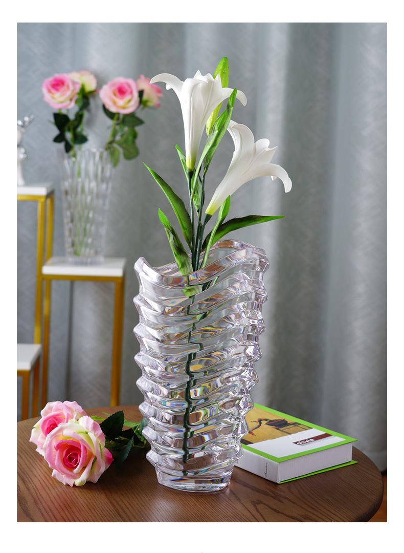 Factory Custom Well-design High Quality Rim Gold Decorative Clear Glass Wedding Vase