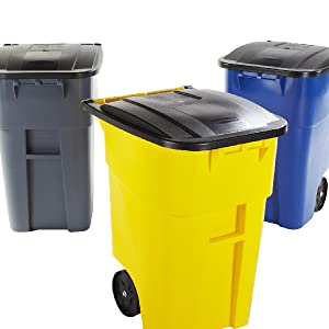 Rubbermaid Commercial Products BRUTE Rollout Wheeled Trash Can Recycling Driveway Container Bins