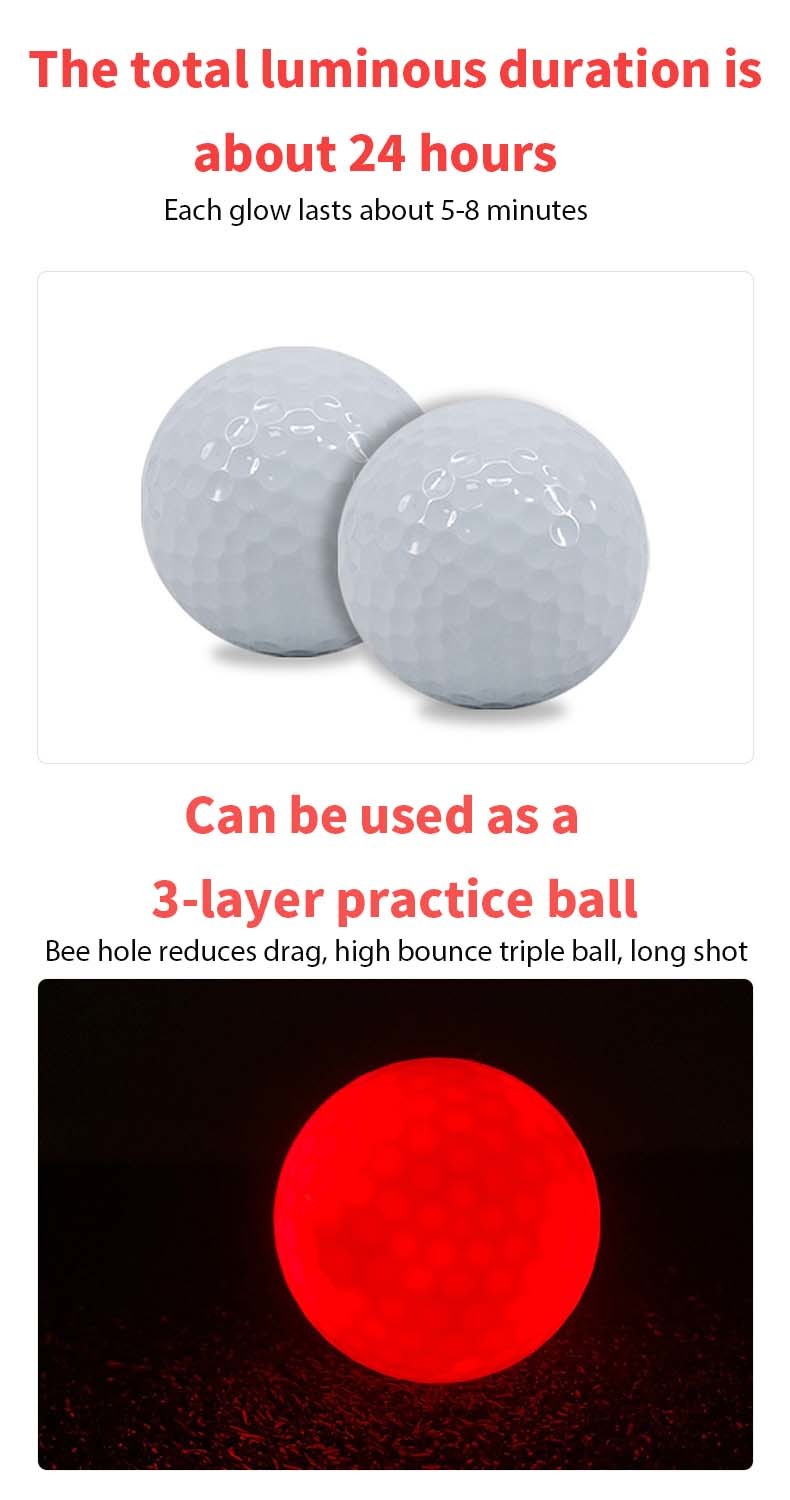 LED Golf Ball Custom Night Light-up Flashing Glowing Golf Balls for Sports Theme