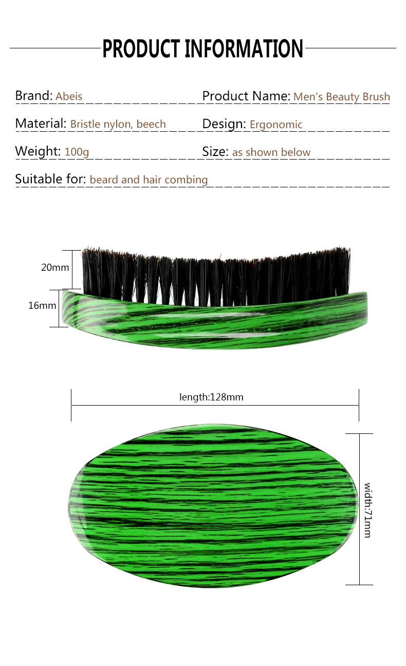 Oval 360 Curved Wave Brush For Men Hair Soft Medium Hard Boar Bristle PU Paint
