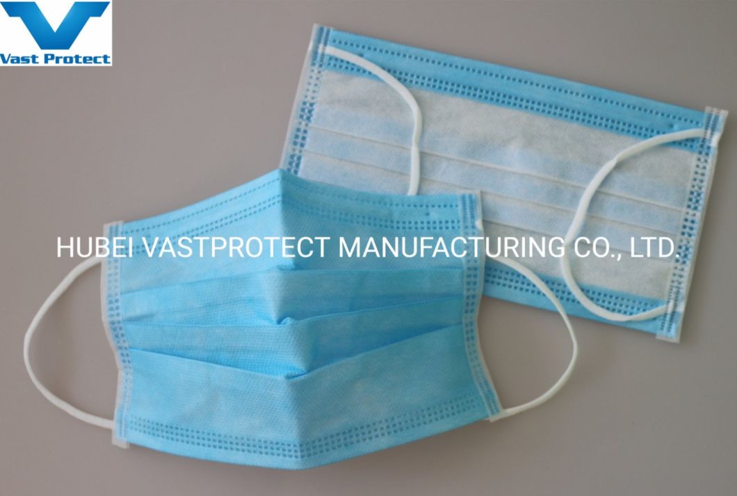 Factory Type I II Iir Protective Black White Earloop PP 3ply Non-Woven Disposable Face Mask