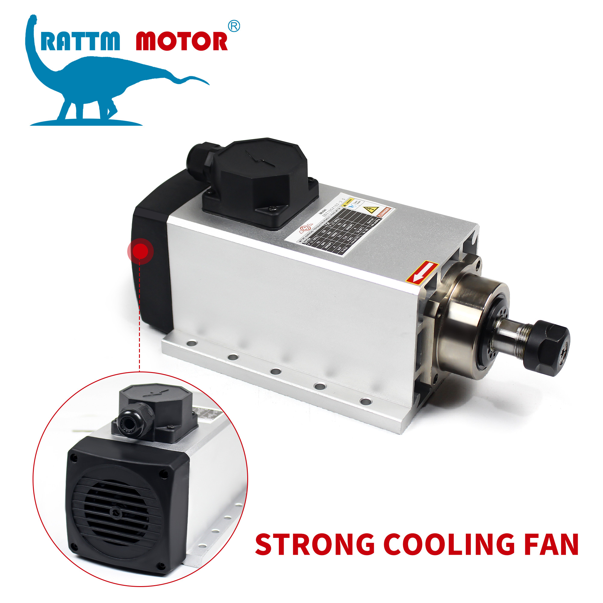 3KW Square Air Cooling Spindle Motor 3000w For CNC Engraving Milling