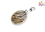 Corrugated Oval Ashes Engraved Necklace Charms 27.5G