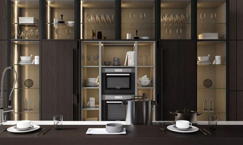 Melamine Board Carcase Glass Rustic Modern Style PVC Classic Design Kitchen Hanging Cabinets