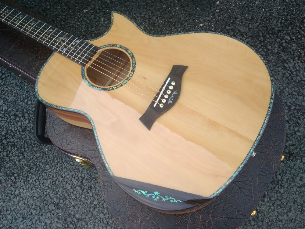 Factory AAAA 14 frets Auditorium folk Guitars Orchestra all solid imported apple wood acoustic electric guitar