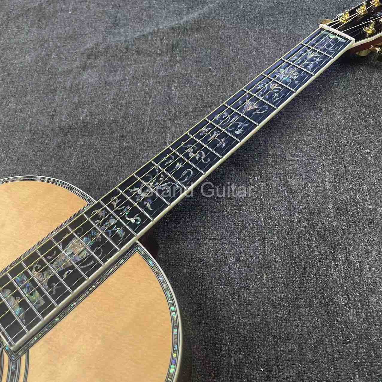 Custom 39 Inch OOO Body Solid Spruce Wood Top Abalone Binding Acoustic Guitar