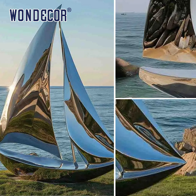 Outdoor Garden Park Large Abstract Forged Metal Sculpture Sailor Stainless Steel Sculpture