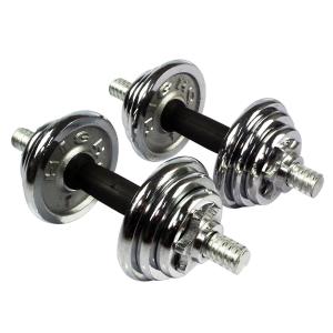 Quality Home Chrome Dumbbell Set 20kg Round Barbell Gymnasium Exercise Muscle wholesale