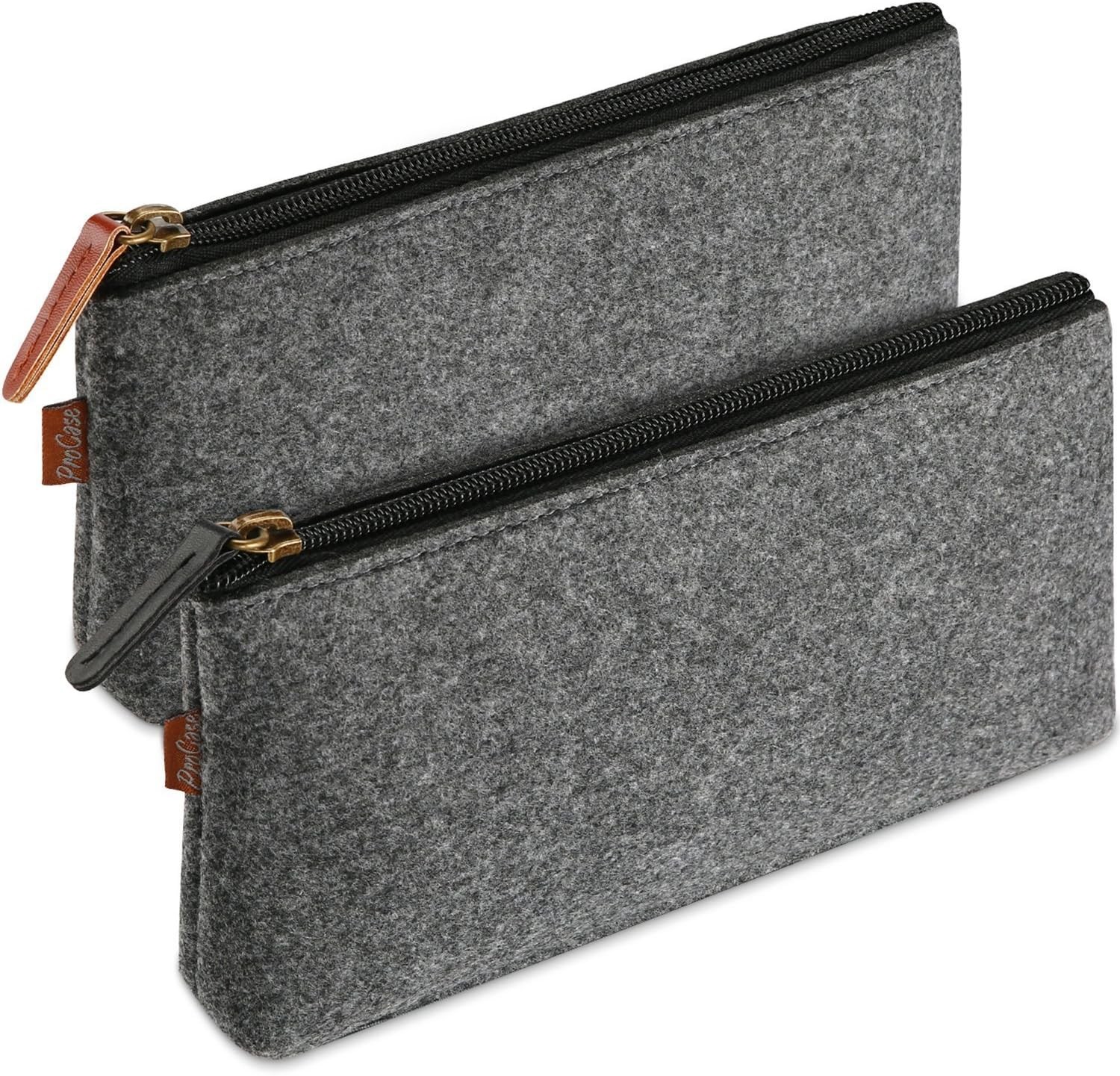 ProCase Pencil Bag Pen Case, Felt Students Stationery Pouch Zipper Bag For Pens, Pencils, Highlighters, Gel Pen, Markers