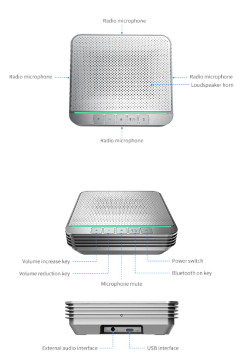 USB2.0 Bluetooth Video Conference Omnidirectional Microphone Echo Elimination Noise Reduction DSP Mute Speakerphone Mirc