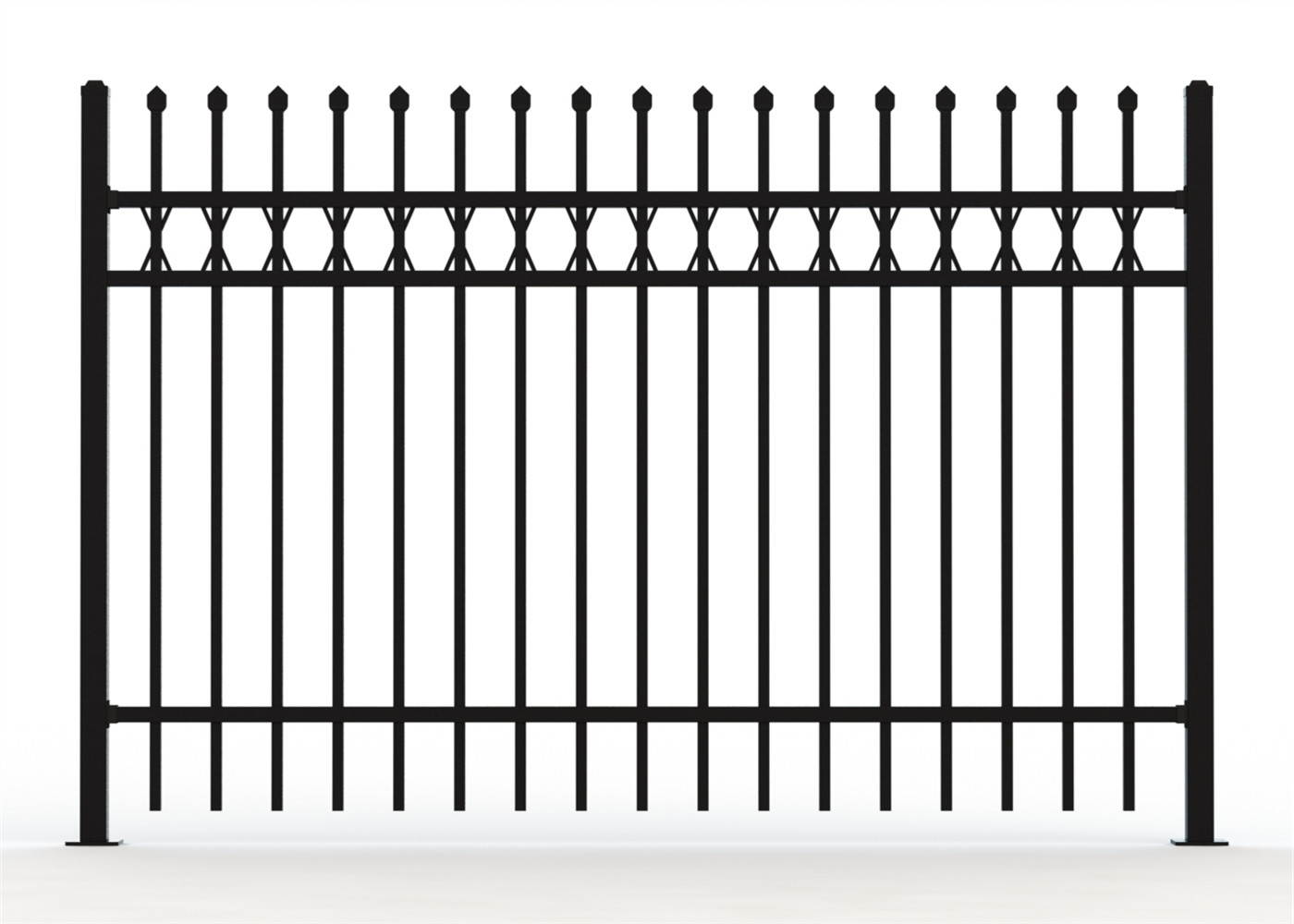 Pressed Picket Crimped Spear Top Garrison Fence Panels Stain Black Powder Coated 1.8mx2.35m