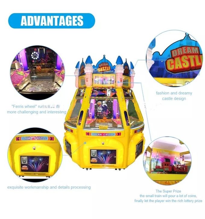 6 Players Dream Castle Pinball Game Machine Coin Pusher Metal + Acrylic + Plastic Material