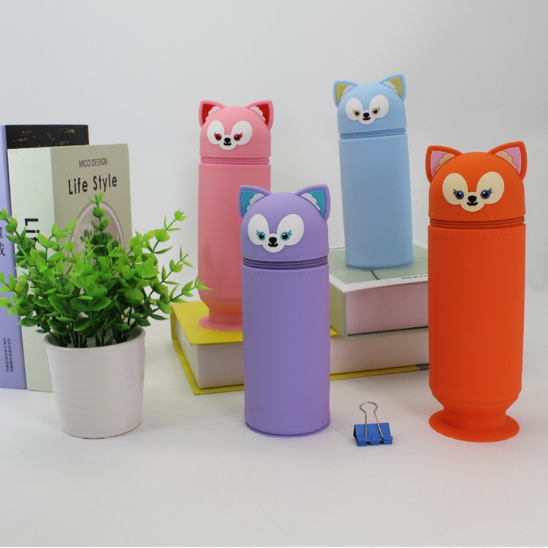 Versatile 2-In-1 Silicone Pencil Holder Pouch Easy To Clean School Office Supplies Kids Stationery For Christmas Gift