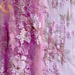 Bridesmaid Dress 3D Flower Lace Fabric With Beads Embroidered