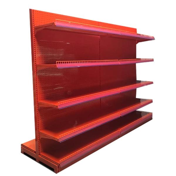 Factory Custom Size Color logo orange supermarket shelf pharmacy shelving rack