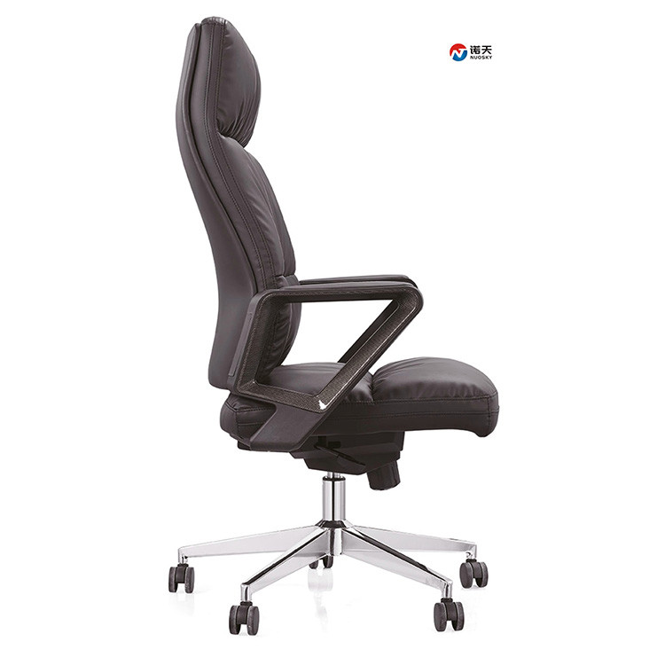 Classic Executive Office Xecutive Chair Brown Leather 3d Shift 350mm Aluminum With Nylon Base OEM