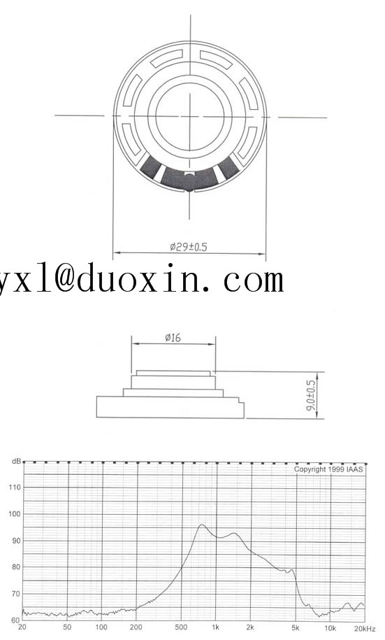 36mm mylar speaker iron speaker 36*4.5mm DXI36N-B Intercom Speaker