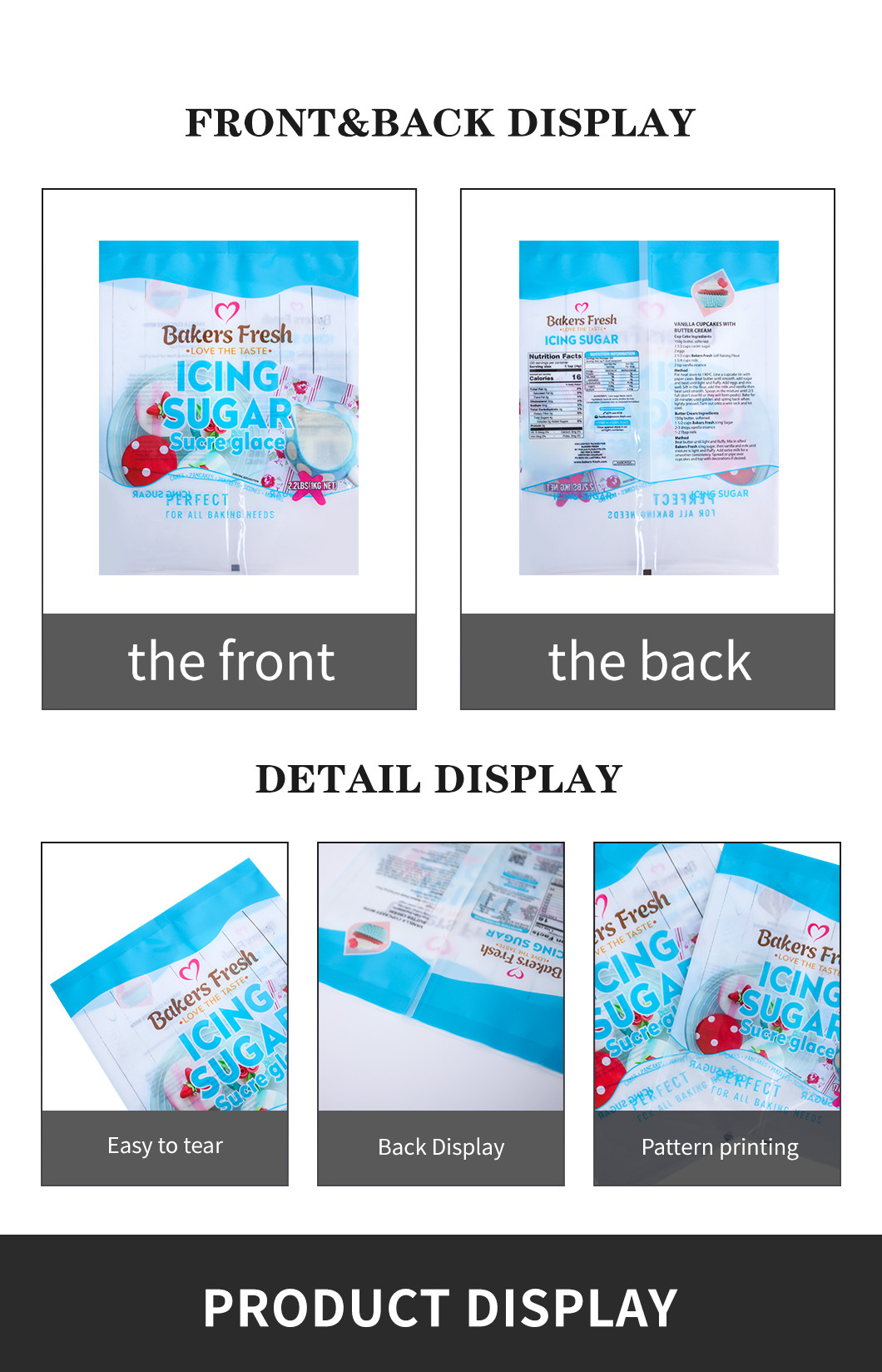 Custom Logo Polythene Plastic Food Packaging Bags For Bakeries