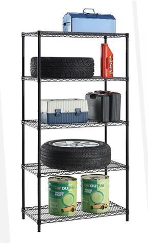Cheap 5 Tiers Black Epoxy Coated Adjutable Steel NSF Wire Shelving for Sundries & Garage Storage for sale