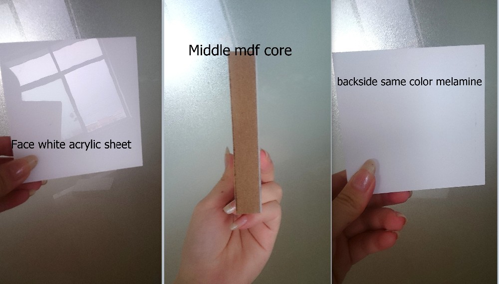 Anti scratch 19mm high gloss acrylic laminated MDF panel made in China
