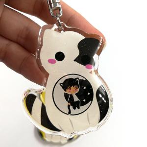 Quality Promotional Custom Print Clear Epoxy Resin Glitter Cute Animal Acrylic Anime Charms Keychain wholesale