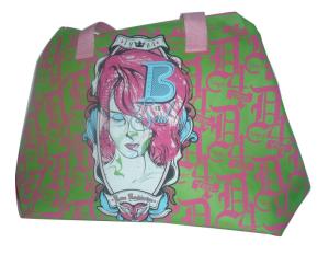 Quality 75g Silk screen printing beauty elipe shape sea beach zipper non woven carry bag wholesale