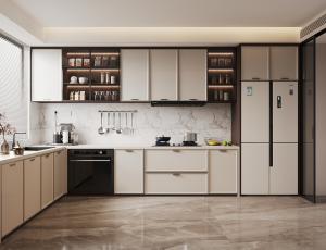 Quality Customized Cabinets Smart Kitchen Solutions Wood Grain Melamine Kitchen Cabinet wholesale