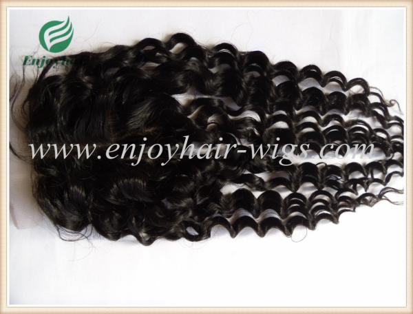 Silk top closure 4''x4'' peruvian virgin hair natural color deep wave 10''-24'