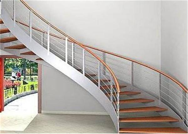Indoor Custom Wood Stairs , Curved Staircase Construction For Large Commercial