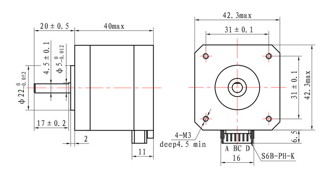 42x42x40mm NEMA17 D-Shaft Stepper Motor 0.45Nm for XYZ axis 3D Printer