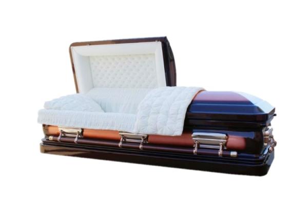 Brushed Heritage Finish Metal Casket Copper Materials Almond Velvet Interior