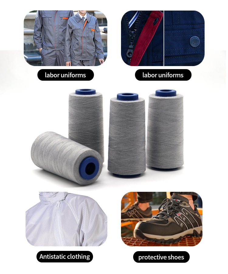 40/2 100% Spun Polyester Cotton Sewing Thread for Touch Screen Silver Conductive Yarn