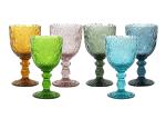 Fire Polishing Colored Crystal Wine Glasses 280ml Hand Made Wine Goblets