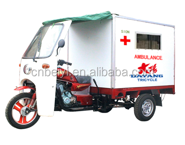 800W Closed Ambulance Motorized Tricycle for 4 People in Africa Passenger Drum Brake